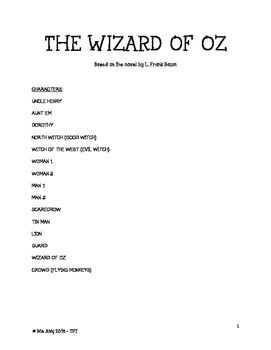 script to wizard of oz